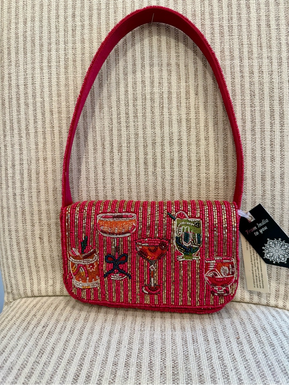 New Made in India Beaded Shoulder Drink Bag